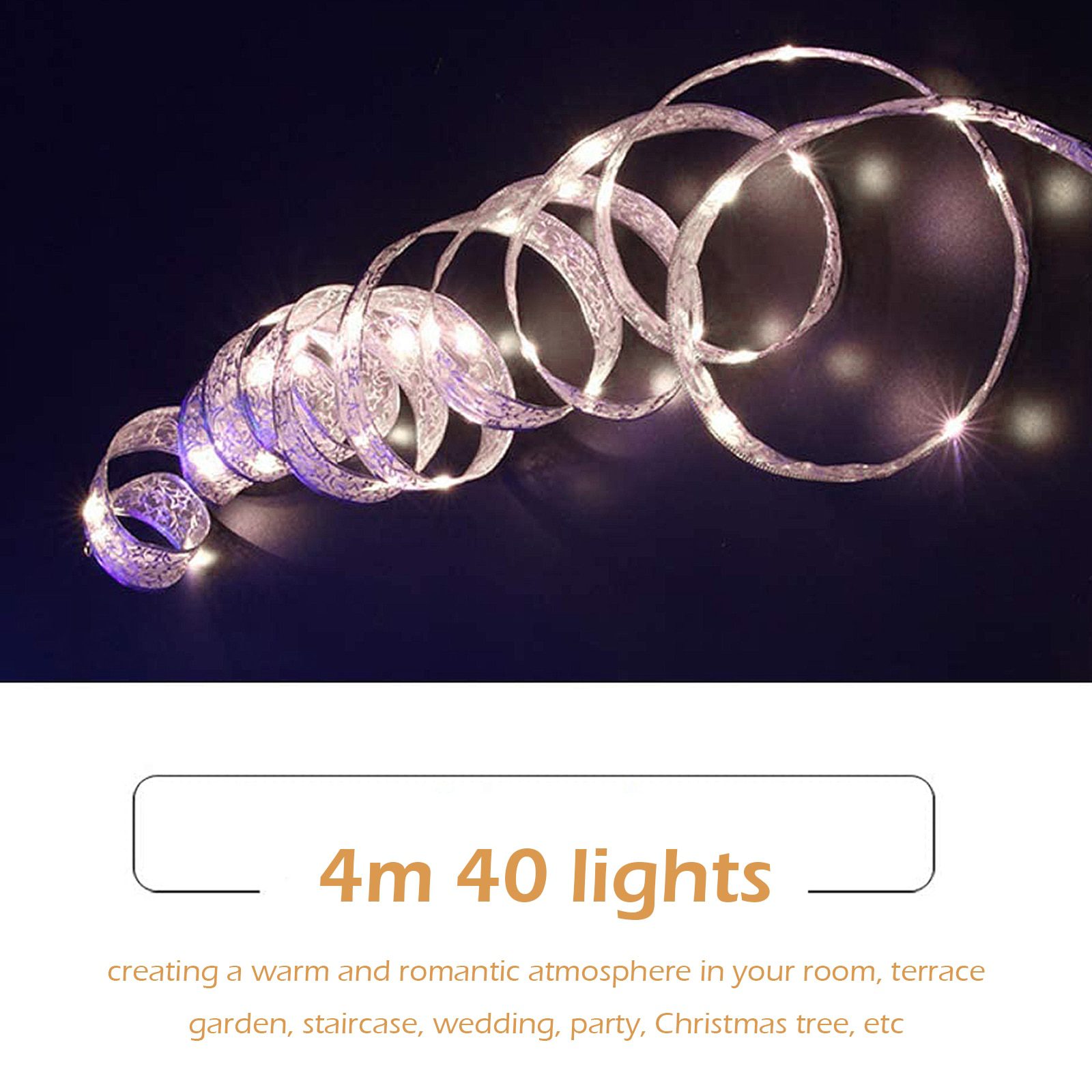 NEW LED 2/4m Fairy Lights Strings Cooper Wire Ribbon Bows Lights Christmas Lamp for Party Weddings Holiday Xmas Tree Decorations