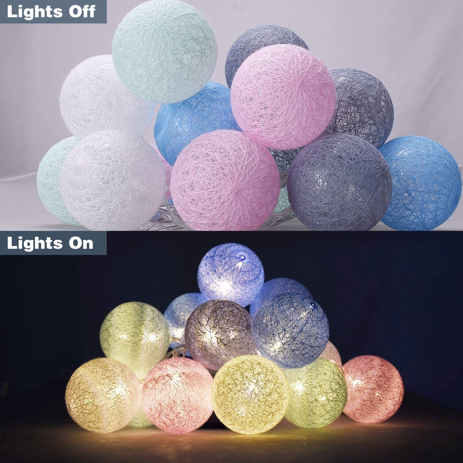 NEW 20 Cotton Fairy Lights Plug in Battery Window Curtain String Light Wedding Party Home Garden Outdoor Indoor Wall Decorations