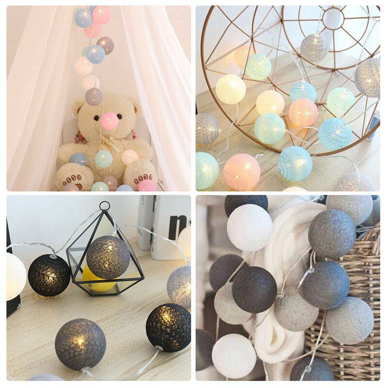 NEW 2.2M 20 LED Cotton Ball Garland Lights String Christmas Xmas Outdoor Holiday Wedding Party Baby Bed Fairy Lights Decorations