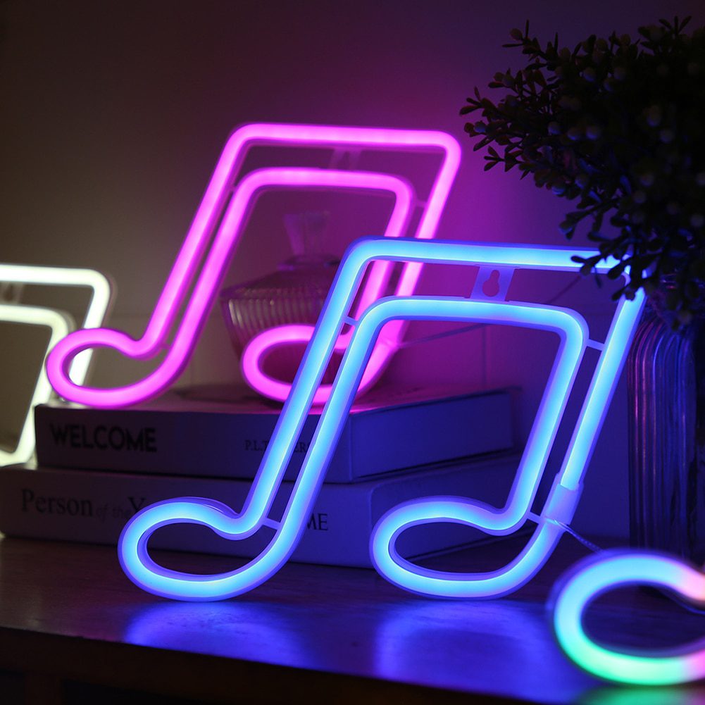 NEW LED Neon Night Light Sign Wall Art Rainbow Hanging Night Lamp Music for Xmas Birthday Wedding Home Party Holiday Decor Gift