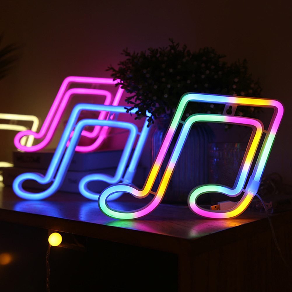 NEW LED Neon Night Light Sign Wall Art Rainbow Hanging Night Lamp Music for Xmas Birthday Wedding Home Party Holiday Decor Gift