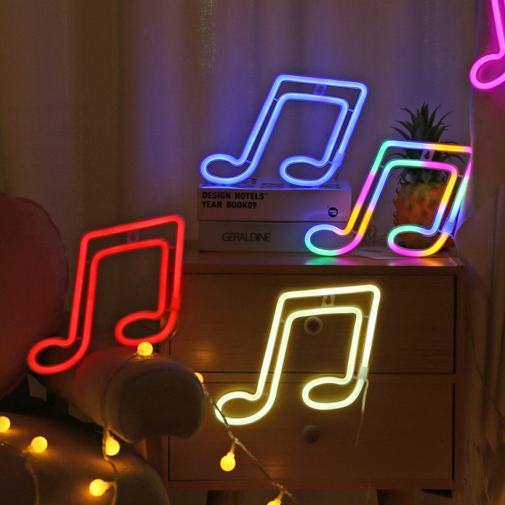 NEW LED Neon Night Light Sign Wall Art Rainbow Hanging Night Lamp Music for Xmas Birthday Wedding Home Party Holiday Decor Gift