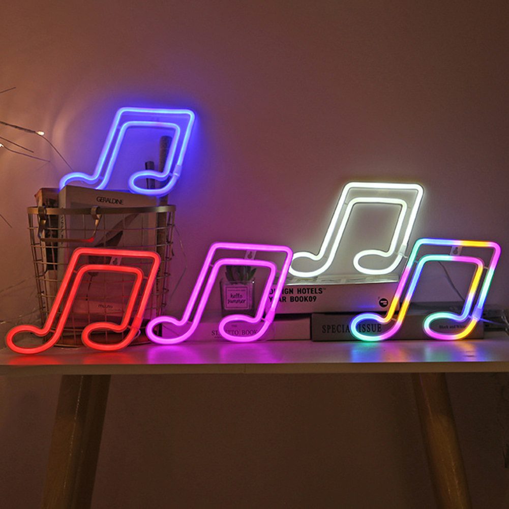 NEW LED Neon Night Light Sign Wall Art Rainbow Hanging Night Lamp Music for Xmas Birthday Wedding Home Party Holiday Decor Gift