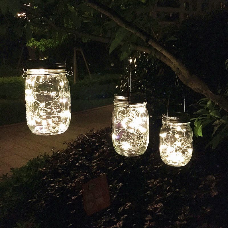 NEW 2m 20 Leds Solar Jar Lid String Lights Fairy Firefly Lampshade Garden Christmas Lights Garden Home Outdoor Wedding Decoratio