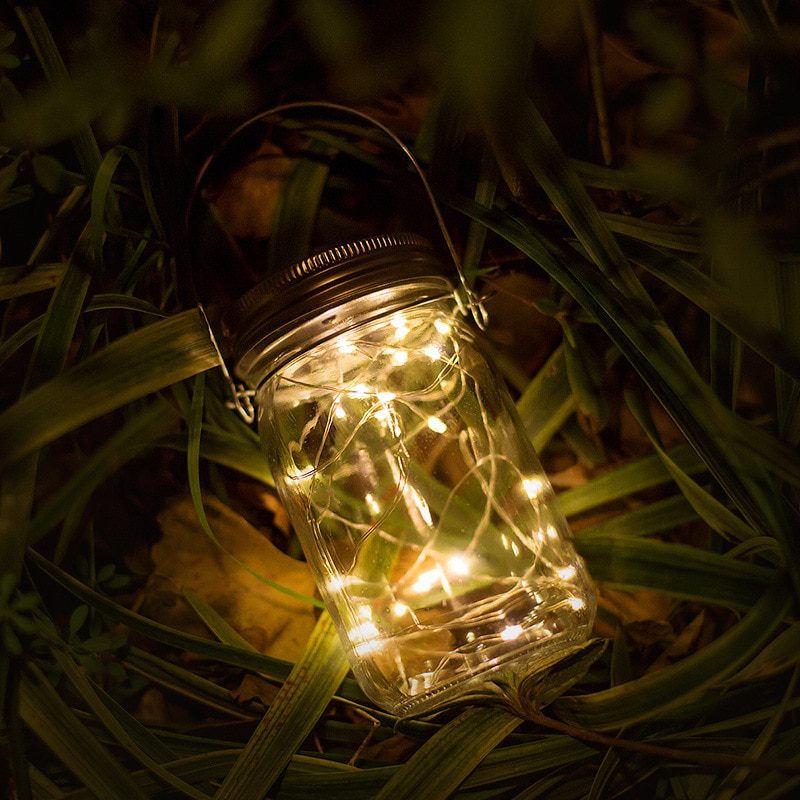 NEW 2m 20 Leds Solar Jar Lid String Lights Fairy Firefly Lampshade Garden Christmas Lights Garden Home Outdoor Wedding Decoratio