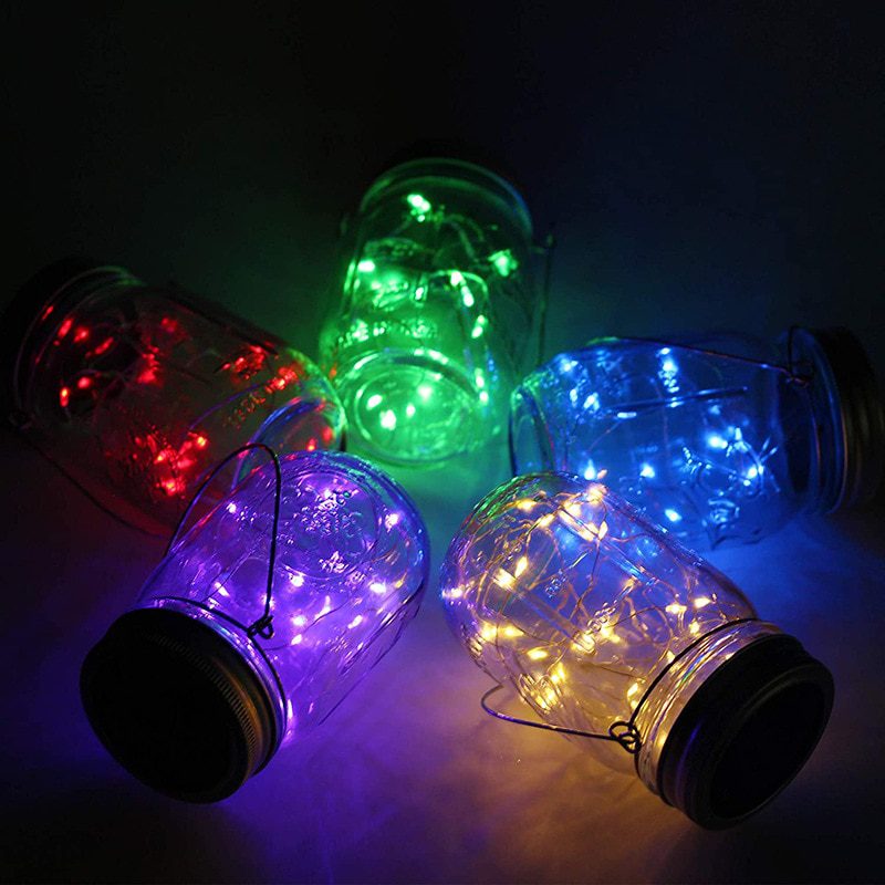 NEW 2m 20 Leds Solar Jar Lid String Lights Fairy Firefly Lampshade Garden Christmas Lights Garden Home Outdoor Wedding Decoratio