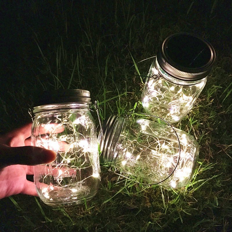 NEW 2m 20 Leds Solar Jar Lid String Lights Fairy Firefly Lampshade Garden Christmas Lights Garden Home Outdoor Wedding Decoratio