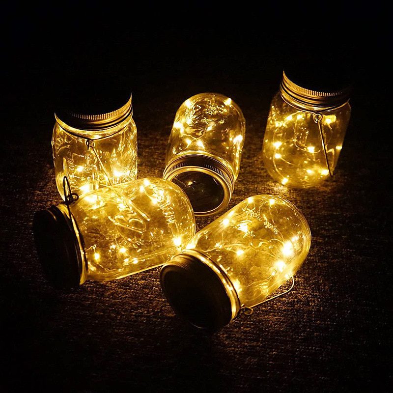 NEW 2m 20 Leds Solar Jar Lid String Lights Fairy Firefly Lampshade Garden Christmas Lights Garden Home Outdoor Wedding Decoratio