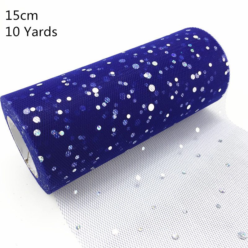 NEW 10Yards 15CM Glitter Sequin Tulle Roll Wedding Decoration Gold Laser Organza Silver Sparkly Glitter Sequin Tulle Party Suppl