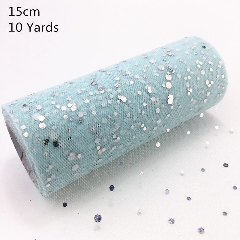 NEW 10Yards 15CM Glitter Sequin Tulle Roll Wedding Decoration Gold Laser Organza Silver Sparkly Glitter Sequin Tulle Party Suppl