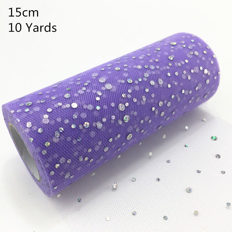 NEW 10Yards 15CM Glitter Sequin Tulle Roll Wedding Decoration Gold Laser Organza Silver Sparkly Glitter Sequin Tulle Party Suppl