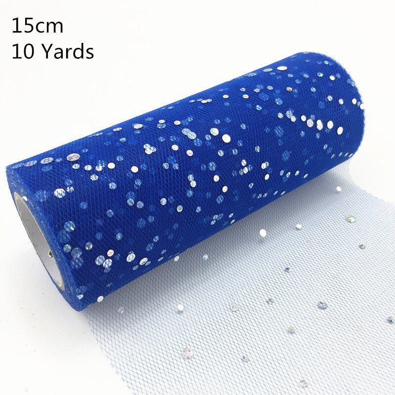 NEW 10Yards 15CM Glitter Sequin Tulle Roll Wedding Decoration Gold Laser Organza Silver Sparkly Glitter Sequin Tulle Party Suppl