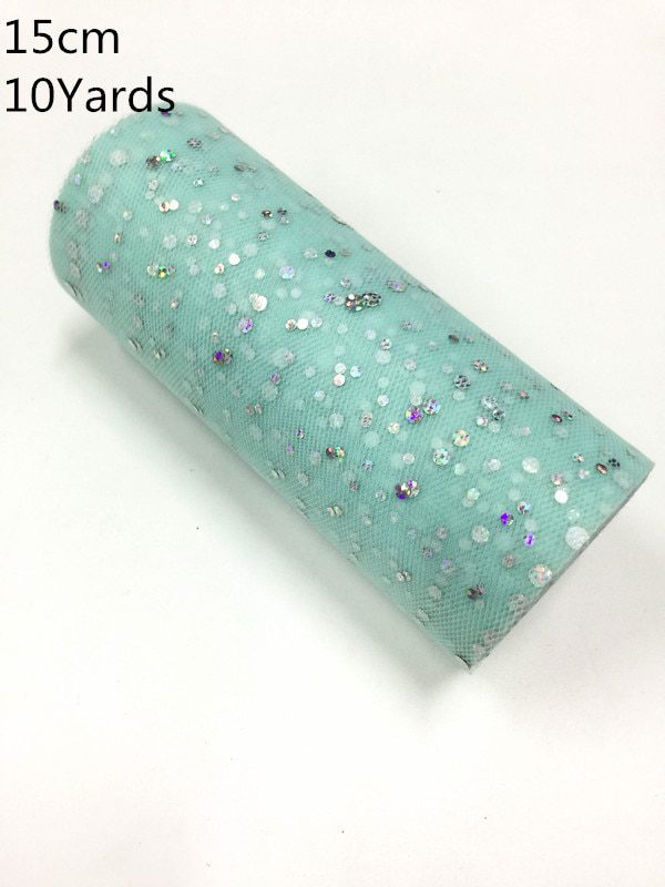 NEW 10Yards 15CM Glitter Sequin Tulle Roll Wedding Decoration Gold Laser Organza Silver Sparkly Glitter Sequin Tulle Party Suppl