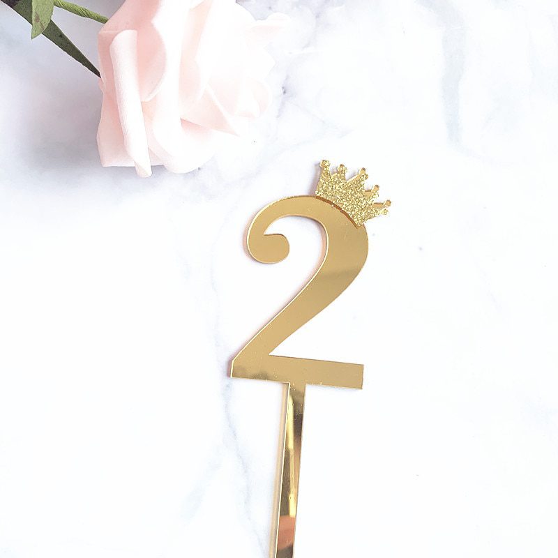 NEW Acrylic Glitter Crown Numbers Happy Birthday Cake Topper Birthday Cakes Baby Shower Cupcake ToppersWedding Cake Toppers