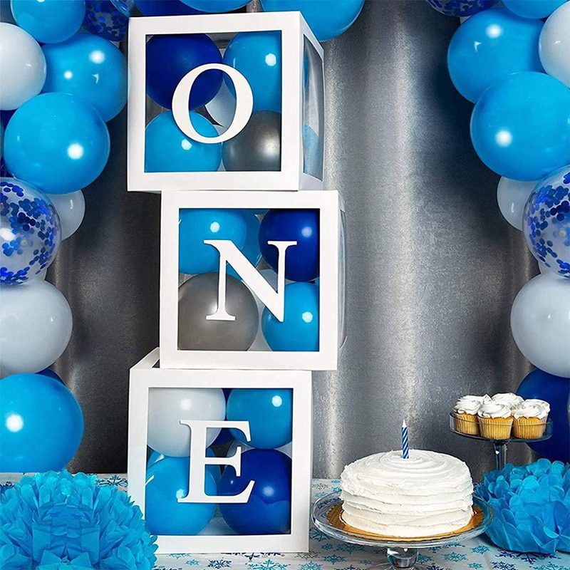 NEW Customize Letter Transparent Name Baby Shower Balloon Box 1st Birthday Party Decoration Kids Boy Girl BabyShower Wedding Dec