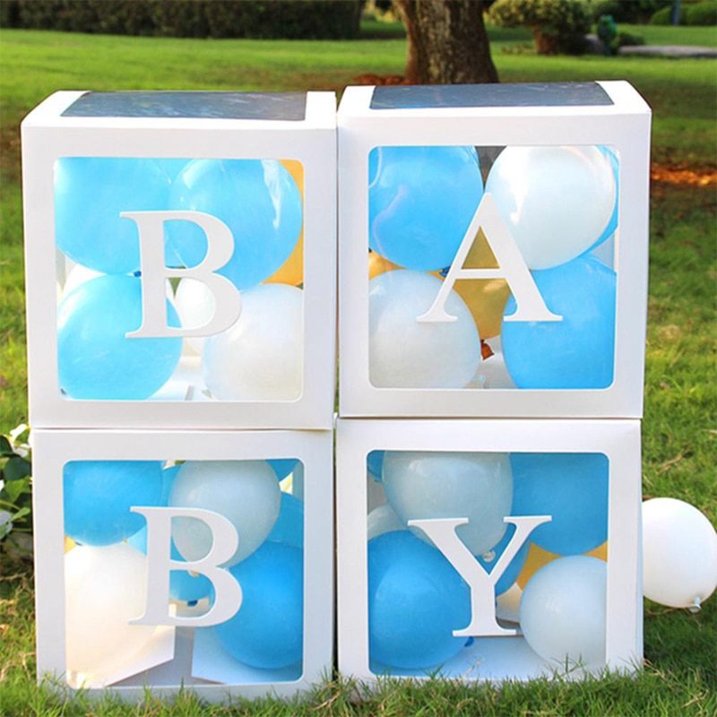 NEW Customize Letter Transparent Name Baby Shower Balloon Box 1st Birthday Party Decoration Kids Boy Girl BabyShower Wedding Dec