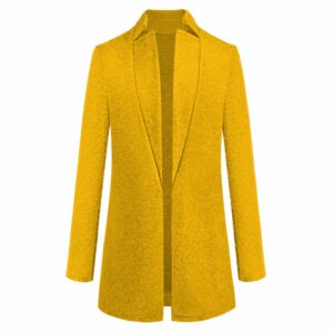 Elegant Long Solid Color Jackets Stand Up Collar Woolen - Image 4