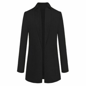 Elegant Long Solid Color Jackets Stand Up Collar Woolen - Image 3