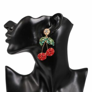 Gold Plated  CHERRY Earring Luxury Colorful Rhinestone - Image 6