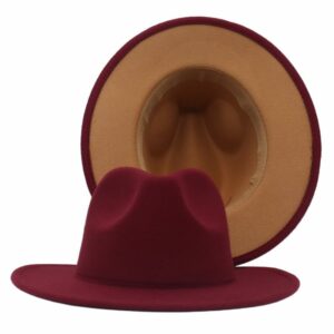 Patchwork Wool Felt Fedora Hat Unisex Panama Style Wide Brim - Image 3