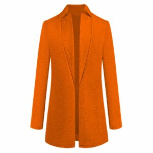 Elegant Long Solid Color Jackets Stand Up Collar Woolen - Image 5