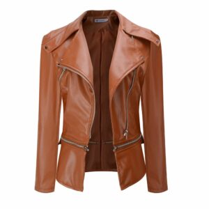 Faux Leather Jacket COOL Ladies Motorcycle Coat - Image 3