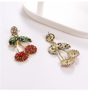 Gold Plated  CHERRY Earring Luxury Colorful Rhinestone - Image 5