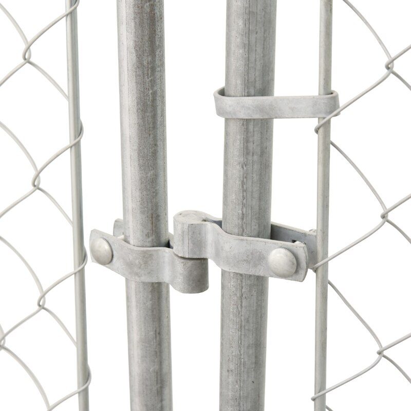 10ft x 10ft x 6ft Outdoor Dog Fence, Chicken Coop Chain Link Box Metal Dog Cage House with Cover