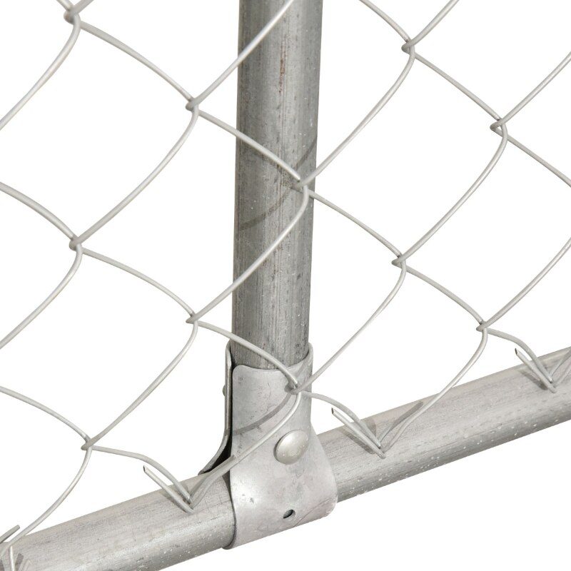 10ft x 10ft x 6ft Outdoor Dog Fence, Chicken Coop Chain Link Box Metal Dog Cage House with Cover