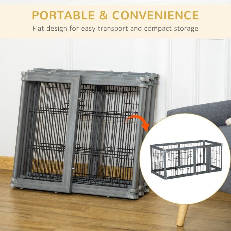 24.5" Heavy Duty Pet Playpen, 6 Panels Dog Exercise Pen, Foldable Puppy Play Whelping Fence, with Door, Double Locking Latches