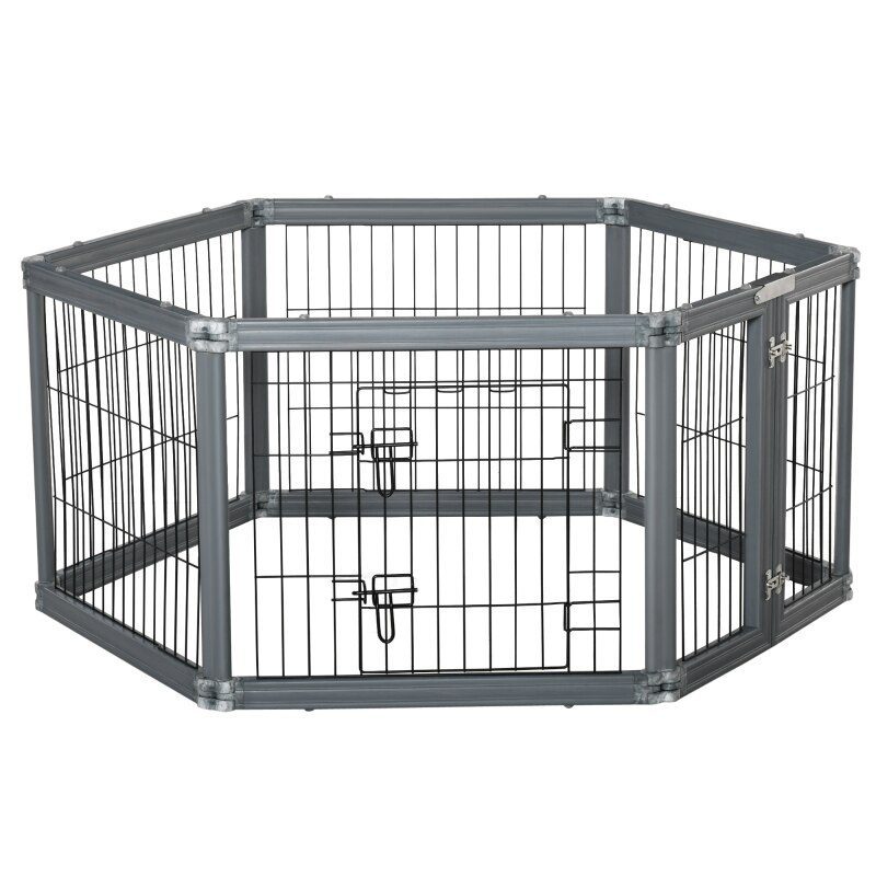 24.5" Heavy Duty Pet Playpen, 6 Panels Dog Exercise Pen, Foldable Puppy Play Whelping Fence, with Door, Double Locking Latches