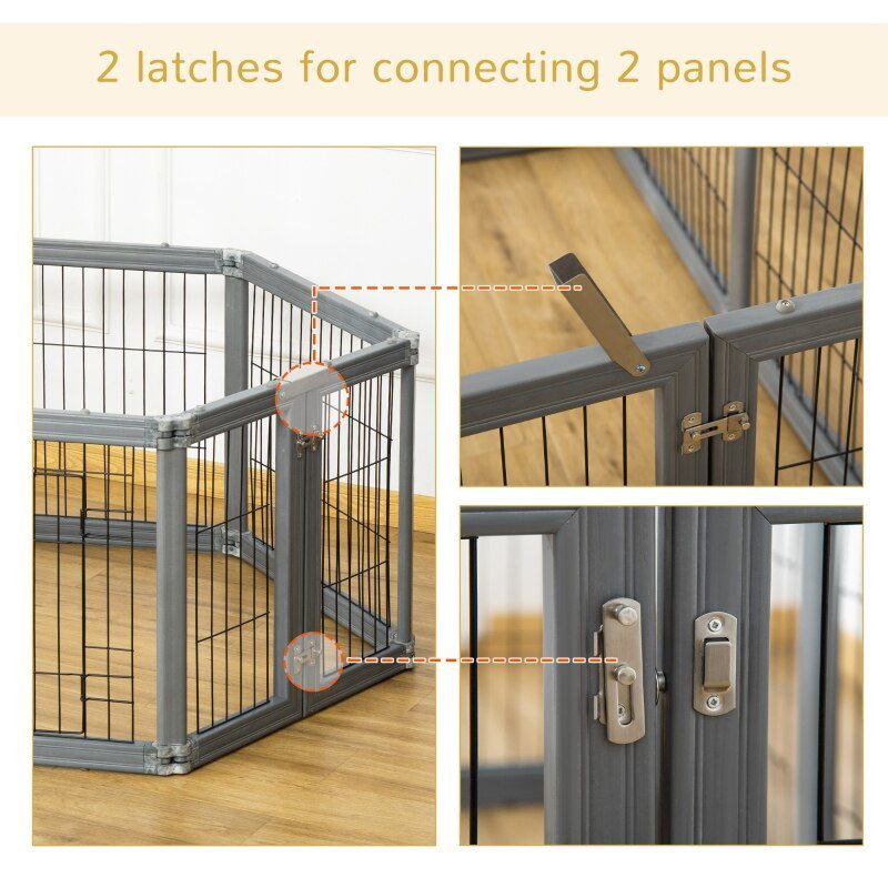 24.5" Heavy Duty Pet Playpen, 6 Panels Dog Exercise Pen, Foldable Puppy Play Whelping Fence, with Door, Double Locking Latches