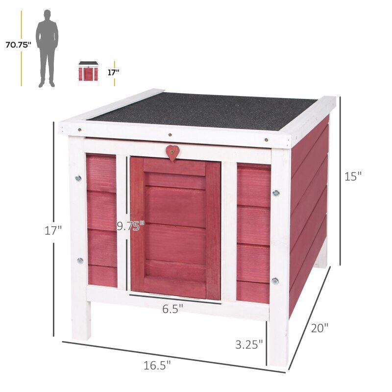 20"x16.5"x17" Wooden Rabbit Hutch Small Animal House Bunny Guinea Pig Pet Cage Coop Cat Shelter Red