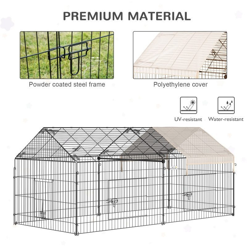 Outdoor 87 Inch Small Animal Cage Dog House Rabbit Cage Pet Fence Play Fence Running Belt Running