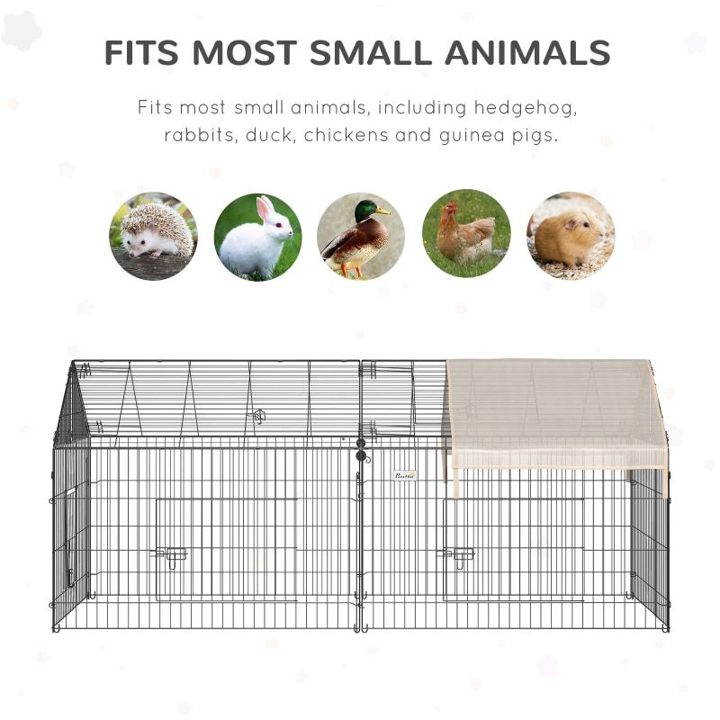 Outdoor 87 Inch Small Animal Cage Dog House Rabbit Cage Pet Fence Play Fence Running Belt Running