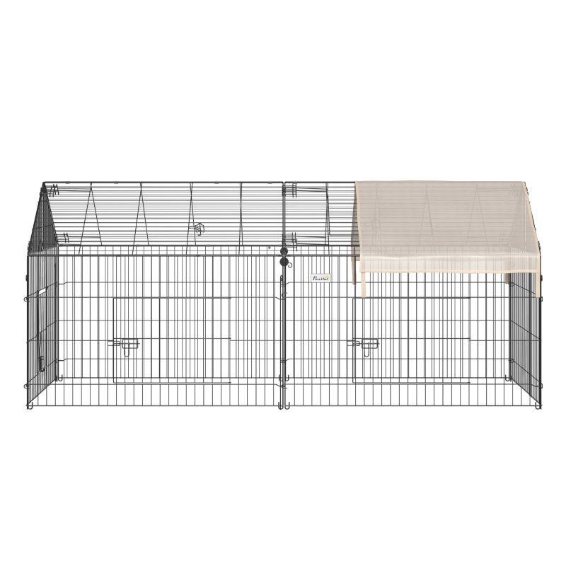 Outdoor 87 Inch Small Animal Cage Dog House Rabbit Cage Pet Fence Play Fence Running Belt Running