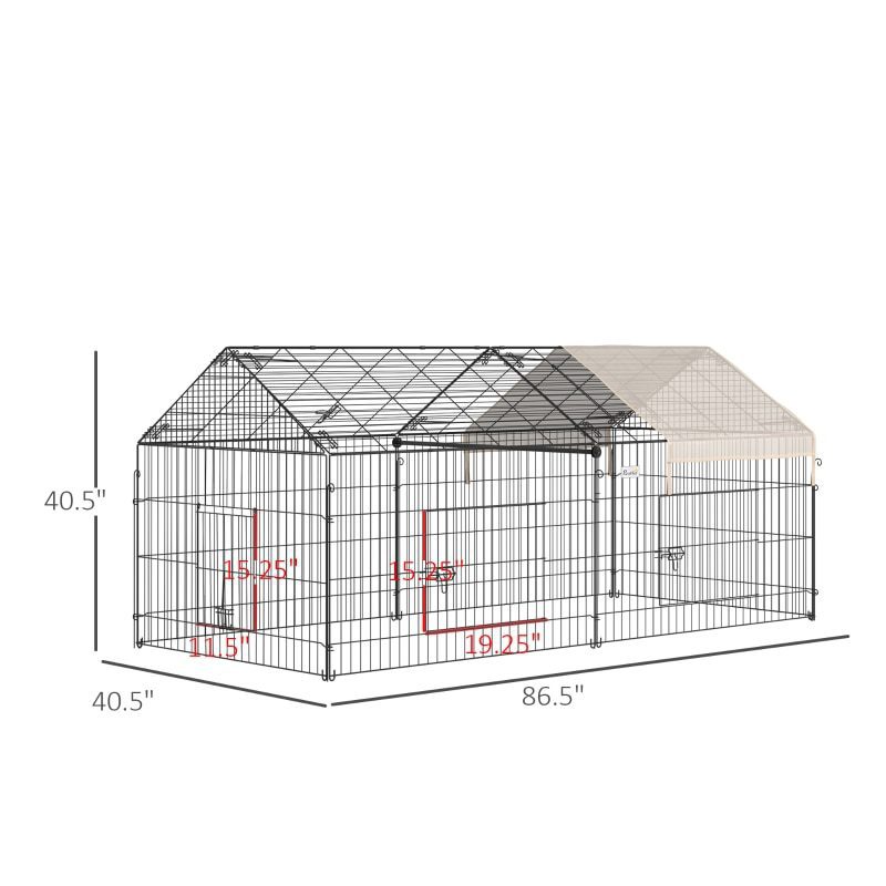 Outdoor 87 Inch Small Animal Cage Dog House Rabbit Cage Pet Fence Play Fence Running Belt Running