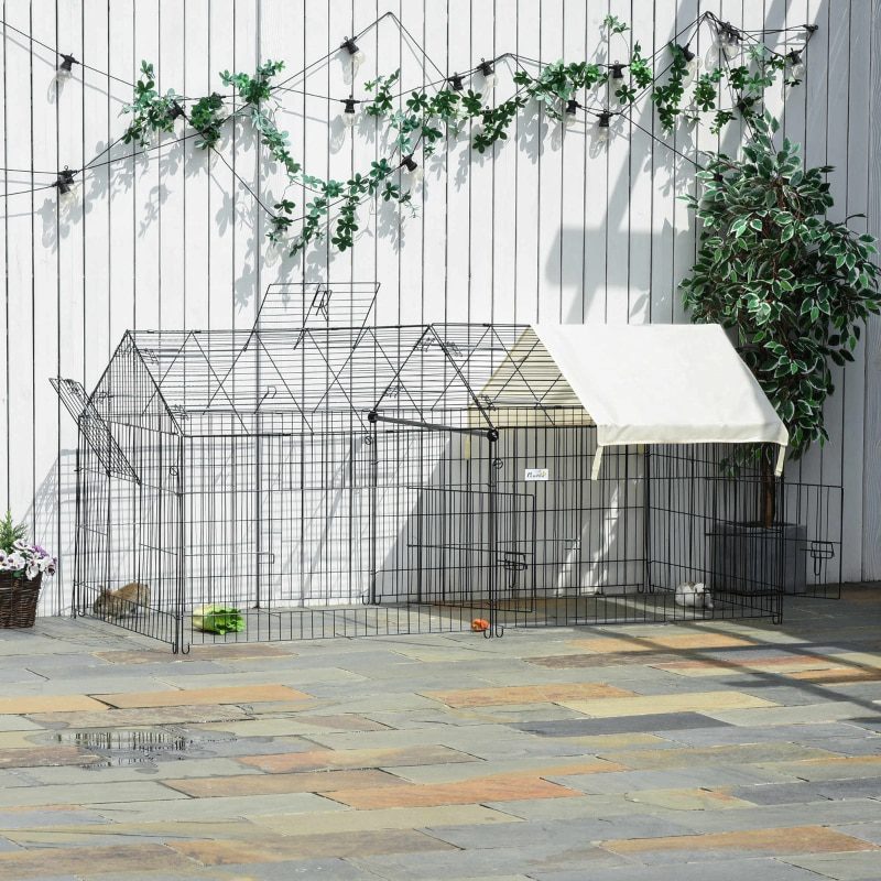 Outdoor 87 Inch Small Animal Cage Dog House Rabbit Cage Pet Fence Play Fence Running Belt Running