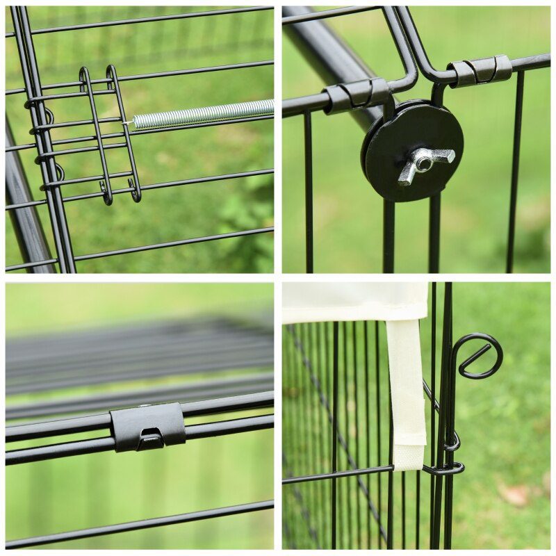 Outdoor 87 Inch Small Animal Cage Dog House Rabbit Cage Pet Fence Play Fence Running Belt Running