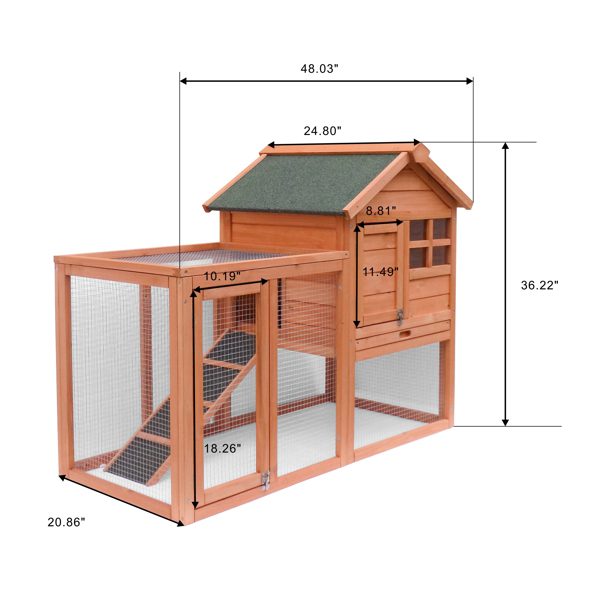 Wooden Chicken Coops Cages Poultry Pet Hutch House Large Two Tiers w/ Egg Box Run Rabbit Hutch Enclosure Garden Backyard Cage