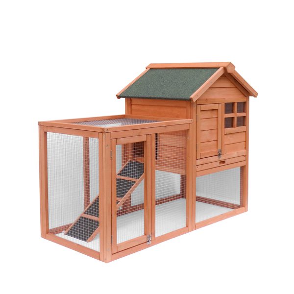 Wooden Chicken Coops Cages Poultry Pet Hutch House Large Two Tiers w/ Egg Box Run Rabbit Hutch Enclosure Garden Backyard Cage