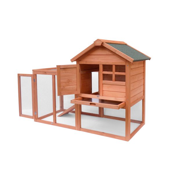 Wooden Chicken Coops Cages Poultry Pet Hutch House Large Two Tiers w/ Egg Box Run Rabbit Hutch Enclosure Garden Backyard Cage