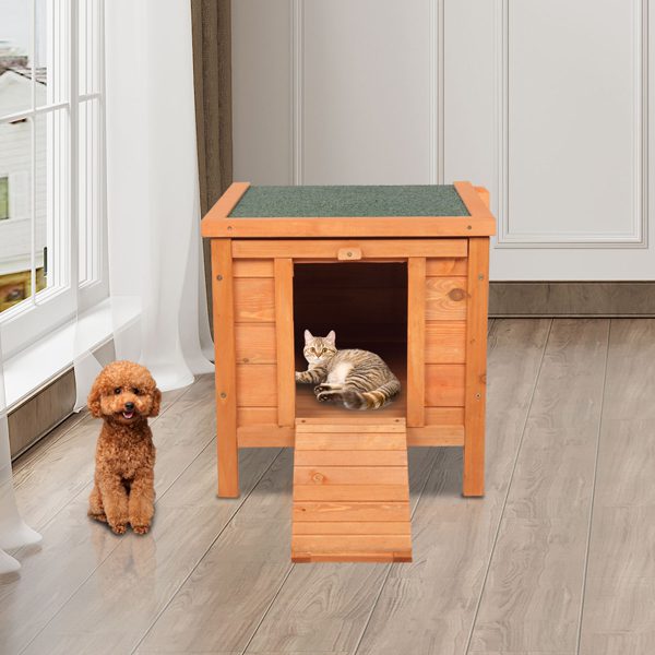 20" Wooden Waterproof Rabbit Hutch Pet Bunny Small Animal House Habitat Natural Wood Color