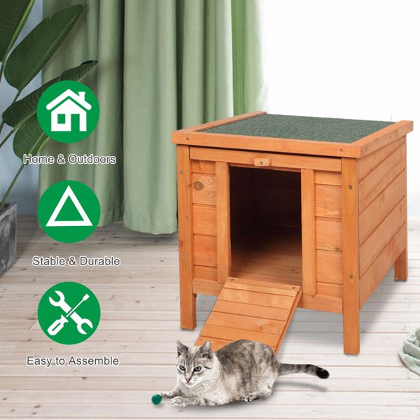 20" Wooden Waterproof Rabbit Hutch Pet Bunny Small Animal House Habitat Natural Wood Color