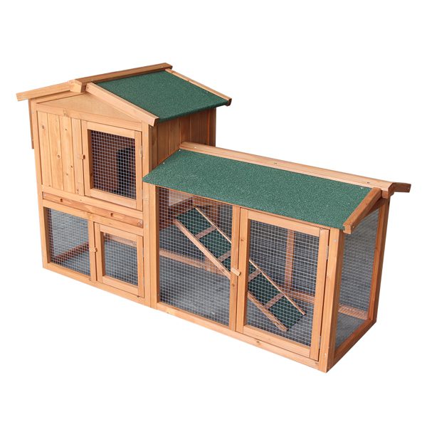 61" Wooden Chicken Coop Hen House Rabbit Wood Hutch Poultry Cage Habitat Rabbit Cage