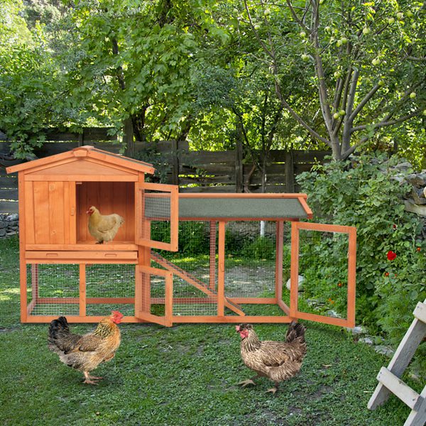 61" Wooden Chicken Coop Hen House Rabbit Wood Hutch Poultry Cage Habitat Rabbit Cage