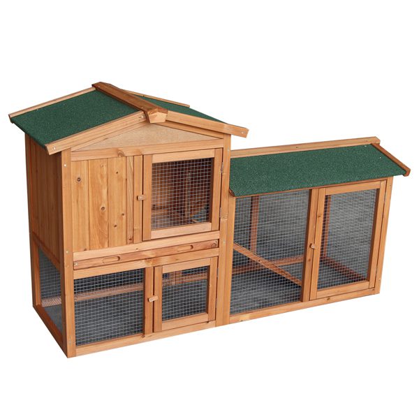 61" Wooden Chicken Coop Hen House Rabbit Wood Hutch Poultry Cage Habitat Rabbit Cage