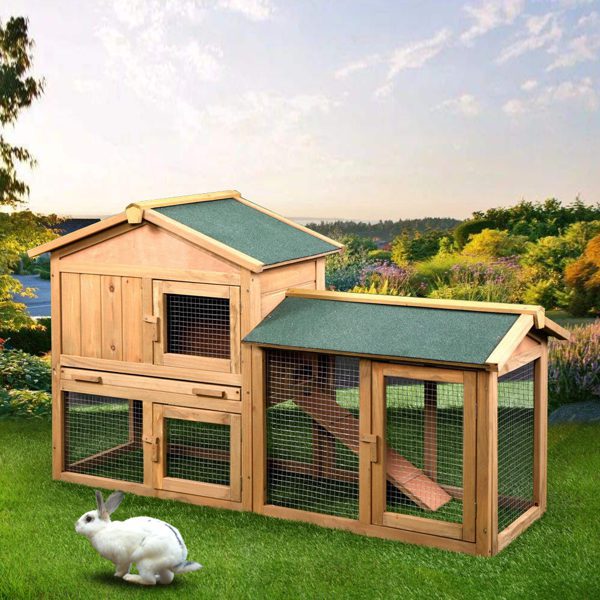 61" Wooden Chicken Coop Hen House Rabbit Wood Hutch Poultry Cage Habitat Rabbit Cage