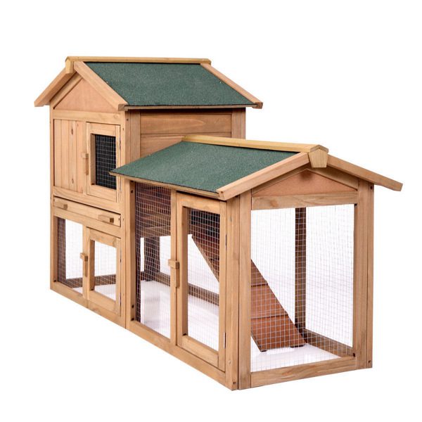 61" Wooden Chicken Coop Hen House Rabbit Wood Hutch Poultry Cage Habitat Rabbit Cage