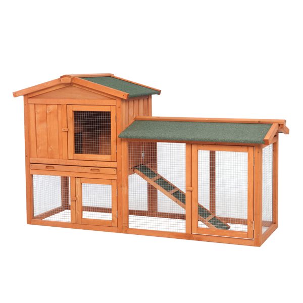 61" Wooden Chicken Coop Hen House Rabbit Wood Hutch Poultry Cage Habitat Rabbit Cage